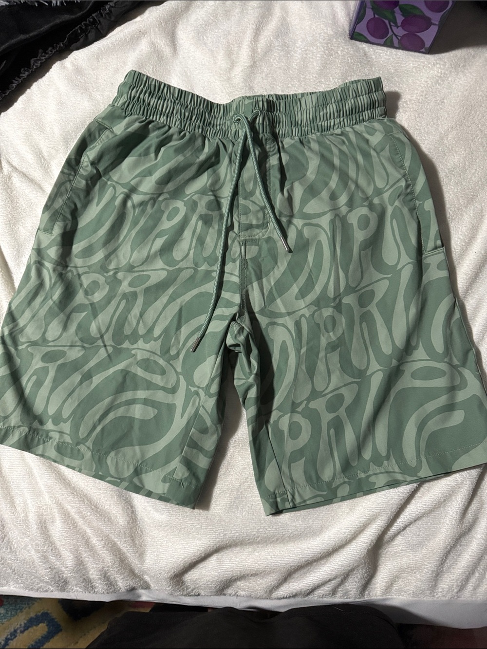 Men's Sage Green Patterned Swim Shorts